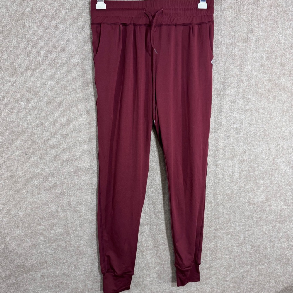 Senita Athletics Joggers Women TS Maroon Drawstring Elastic Waist Athleisure
